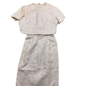 Vintage 50s Jerrie Lurie floral brocade sleeveless dress with jacket women’s XS
